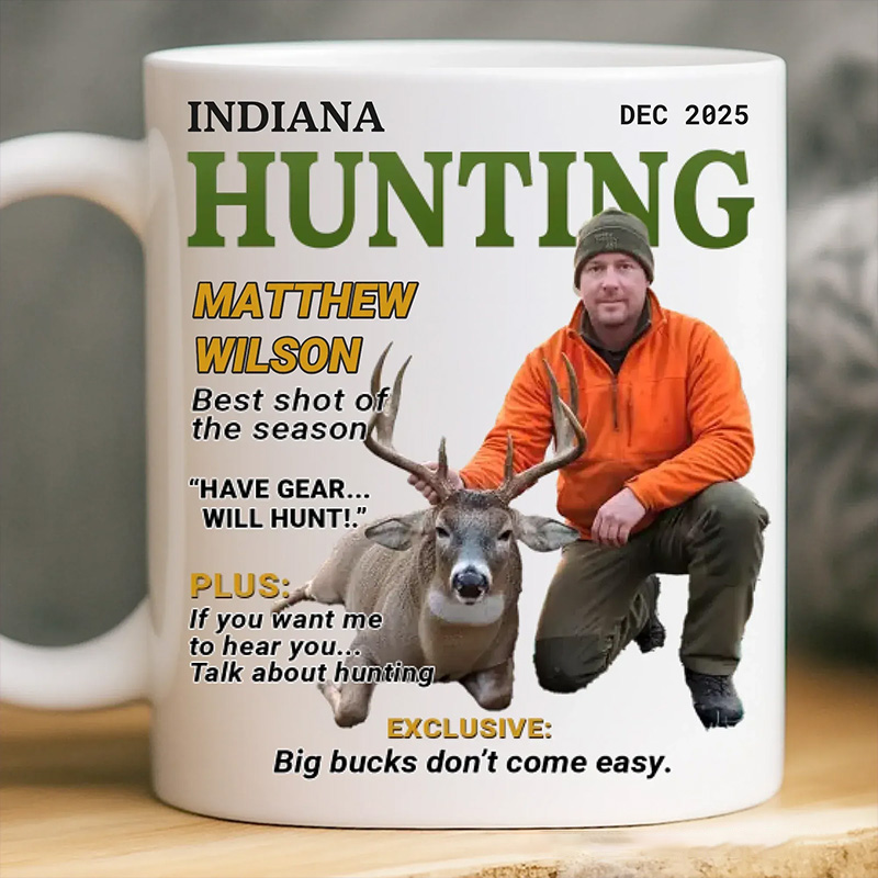 Personalized Custom Photo Magazine Mug Custom Birthday Hunting Gifts for Hunters Wild at Heart