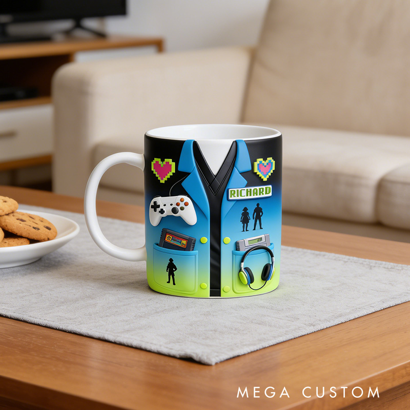 Personalized 2D Flat Game Master Mug Gamer Mug Player Controller Video Game Mug Gamer Gift Coffee Mug