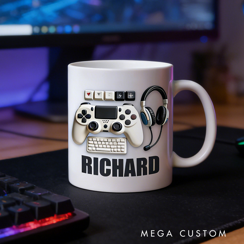 Personalized 2D Flat Game Controller Mug Gamer Mug Player Controller Video Game Mug Gamer Gift Coffee Mug