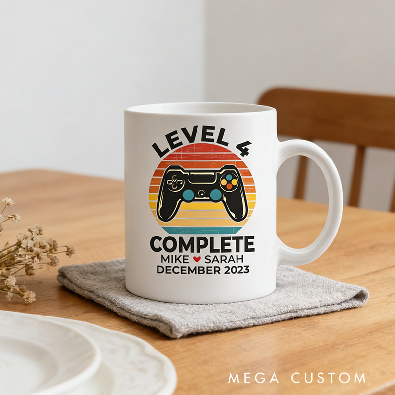 Personalized Level Complete Gamer Couple Gift Retro Gaming Coffee Cups Matching Video Game Mugs Mr & Mrs Mug for Game Lovers Couples