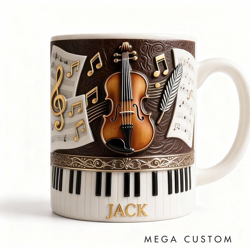 Personalized 2D Flat Classical Harmony Mug Custom Vinyl Records Themed Mug for Music Lovers