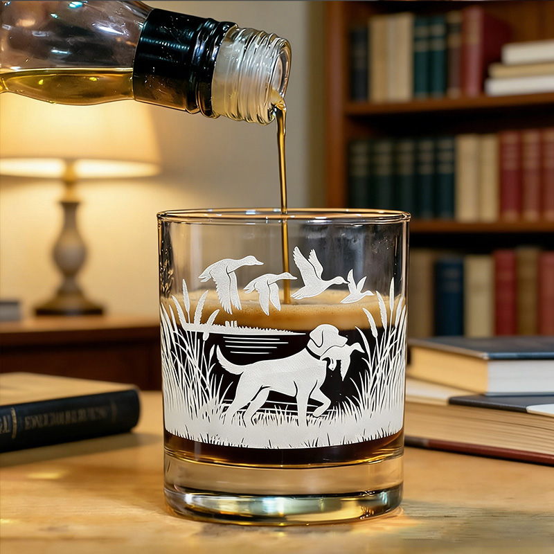 Personalized Hunting Dog Whiskey Glass Custom Outdoors Hunting Lover Whiskey Glass Gift for Hunting