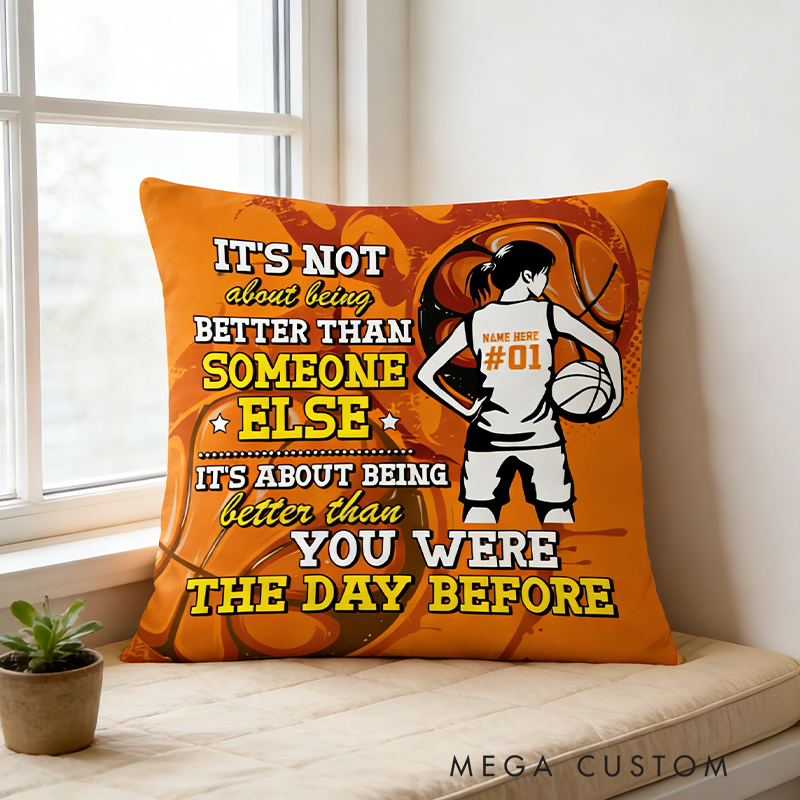 Personalized Basketball Pillow with Custom Name and Motivational Quote   