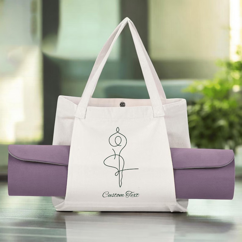 Personalized Yoga Mat Tote Bag Custom Canvas Pilates Bag Yoga Tote Bag Gym Yoga Lover Gift for Women Her
