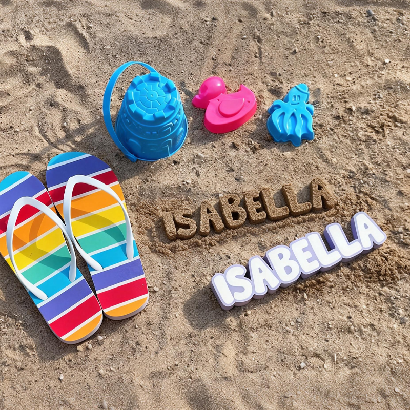 Personalized Sand Mold Custom Name Sand Mold Toy Personalized Beach Toy for Kids Sandbox Stamp Summer Vacation Nameplate Beach Gift