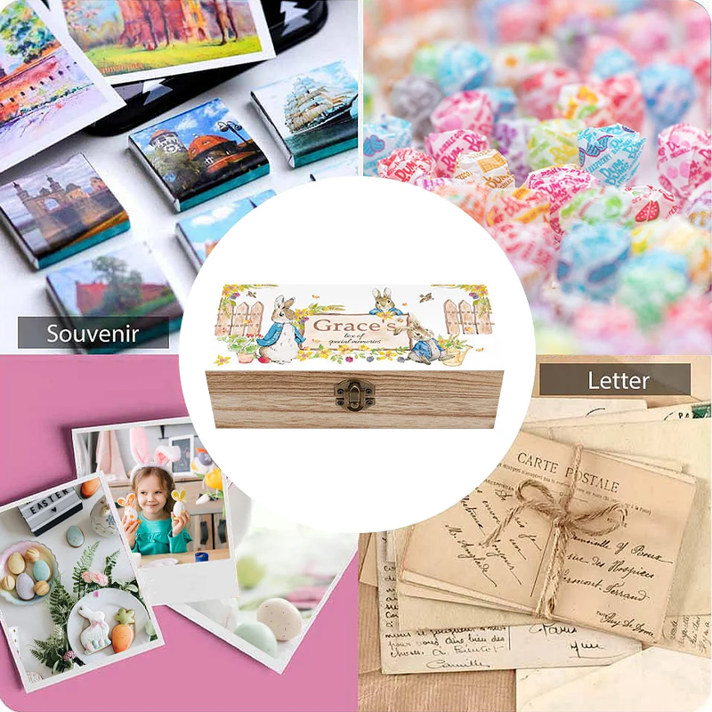 Personalized Peter Rabbit Bunny Wooden Storage Box Easter Birthday Gift for Kids Friend