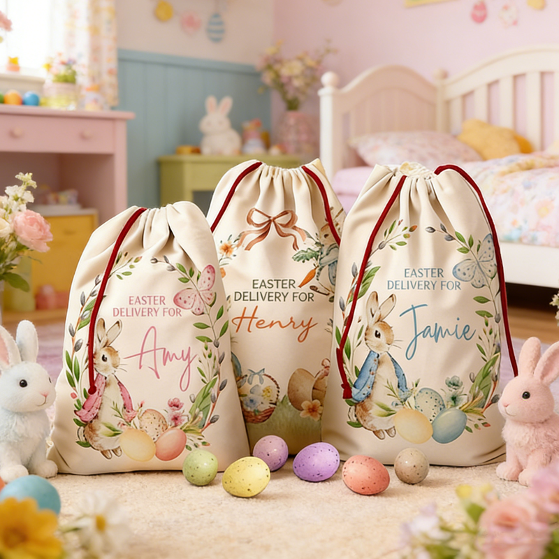 Personalized Easter Basket Personalized Easter Sack for Easter Easter Egg Hunts Bunny Baskets for Kids Bag Boys Girls Easter Gifts Bunny Sack