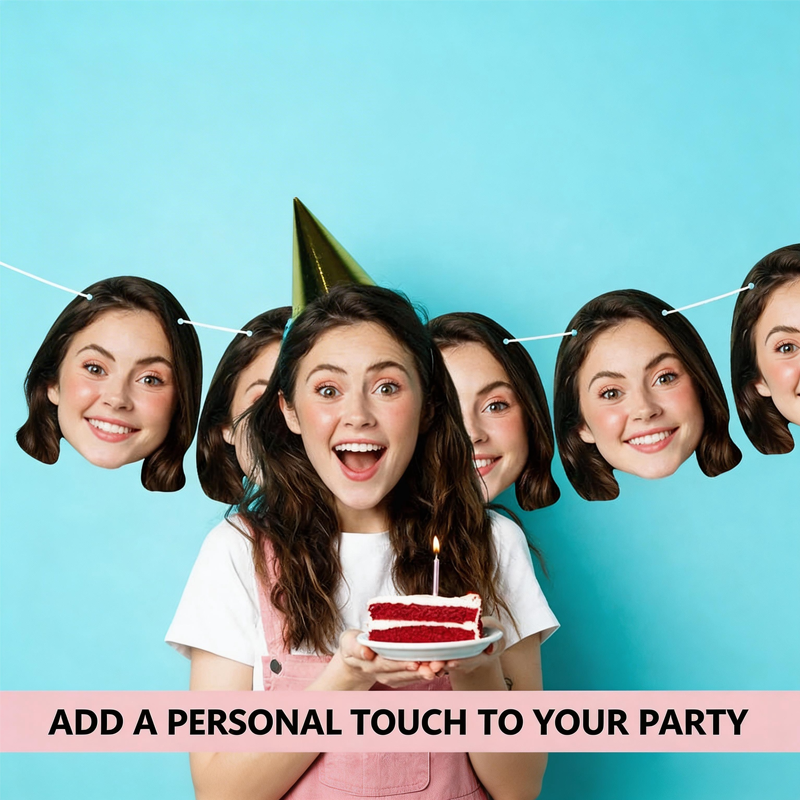 Personalised Photo Face Bunting Banner Cutout 6th Birthday Party Decorations 21st 25th 40th Decorations For Women Him Her