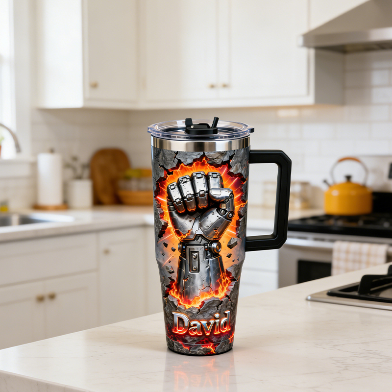 Personalized Mechanical Boxing Fist Tumbler with Custom Name for MMA & Combat Sports Enthusiasts