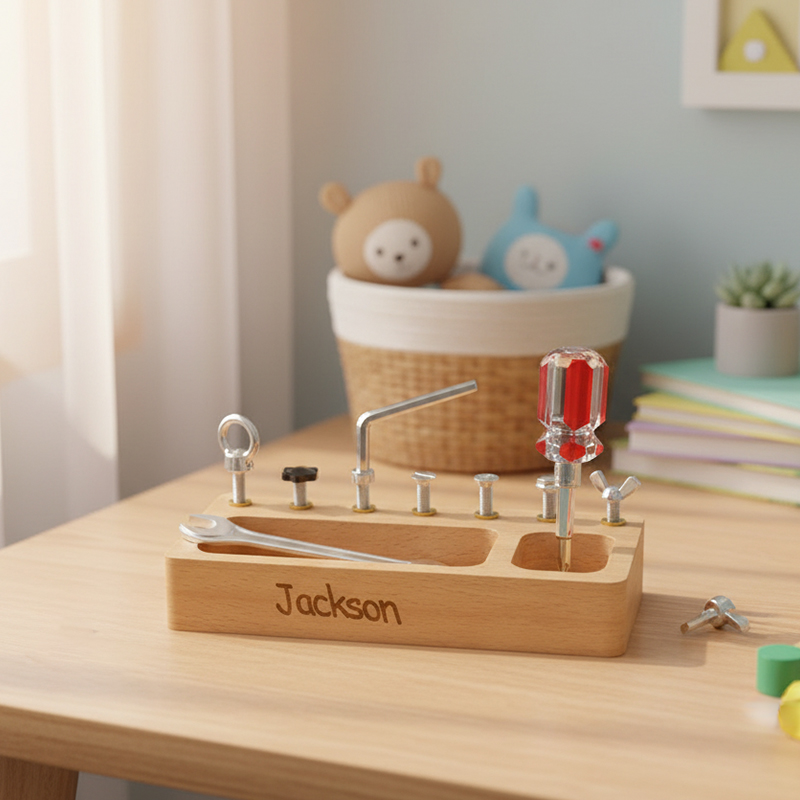 Personalized Montessori Screwdriver Board Set Custom Name Wooden Toy Fine Motor Skills Tool Kit for Toddlers Learning Sensory Bin Toys Waldorf Toys STEM Toys