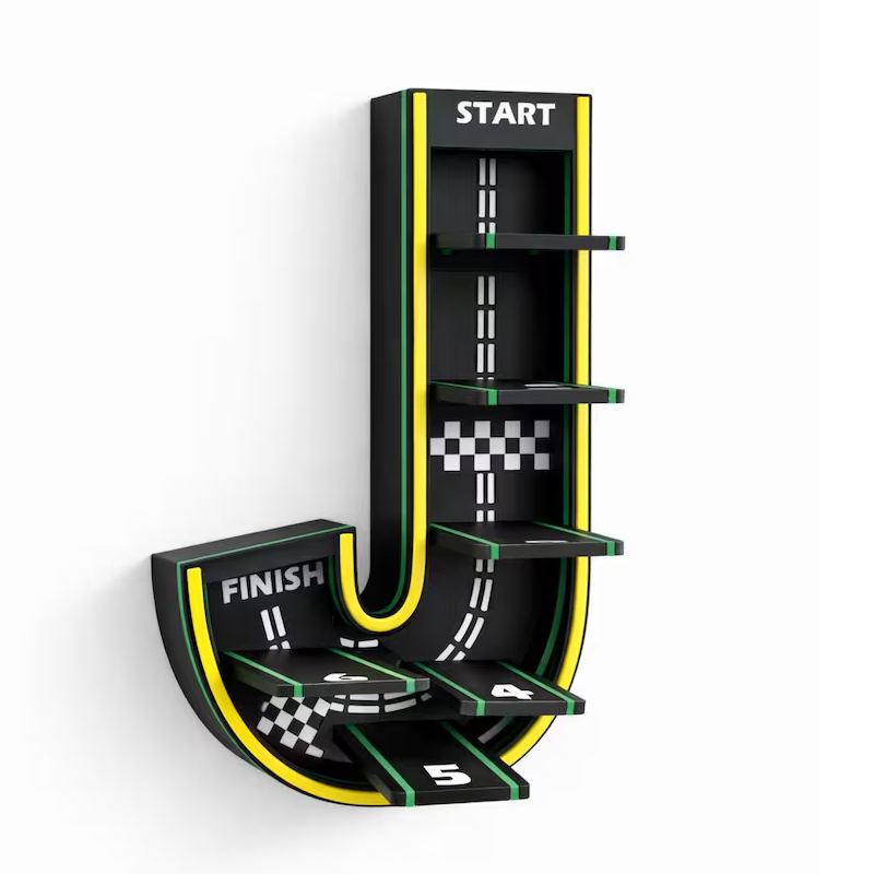 Personalised Race Track Letter Shelf Hot Wheels Display Kids Bedroom Decor Kids Birthday Gifts