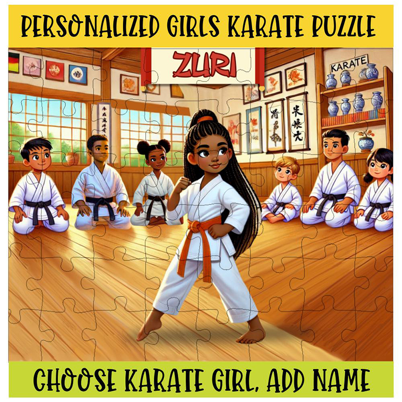 Personalized Karate Girl Puzzle Custom Name Jigsaw for Martial Arts Loving Girls Birthday Gift Karate Party Favor