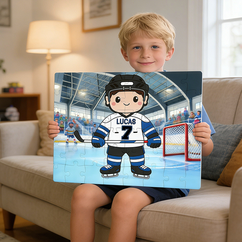Personalized Ice Hockey Player Puzzle with Custom Name and Number for Ice Hockey Enthusiasts