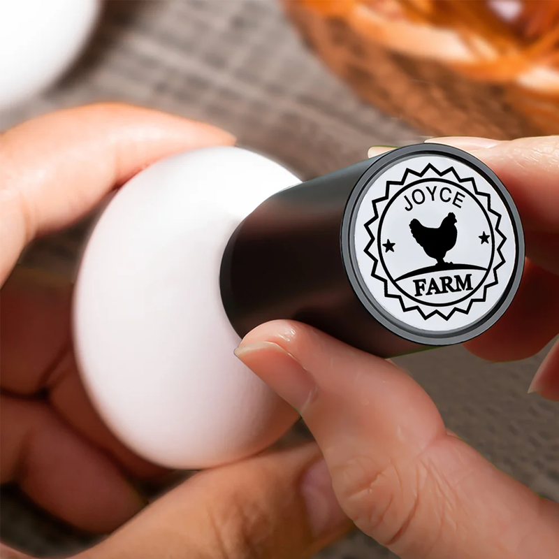 Personalized Hen Silhouette Safe Egg Stamp with Food Grade Ink Name Text and Year Birthday Gift for Family Farmer Breeder