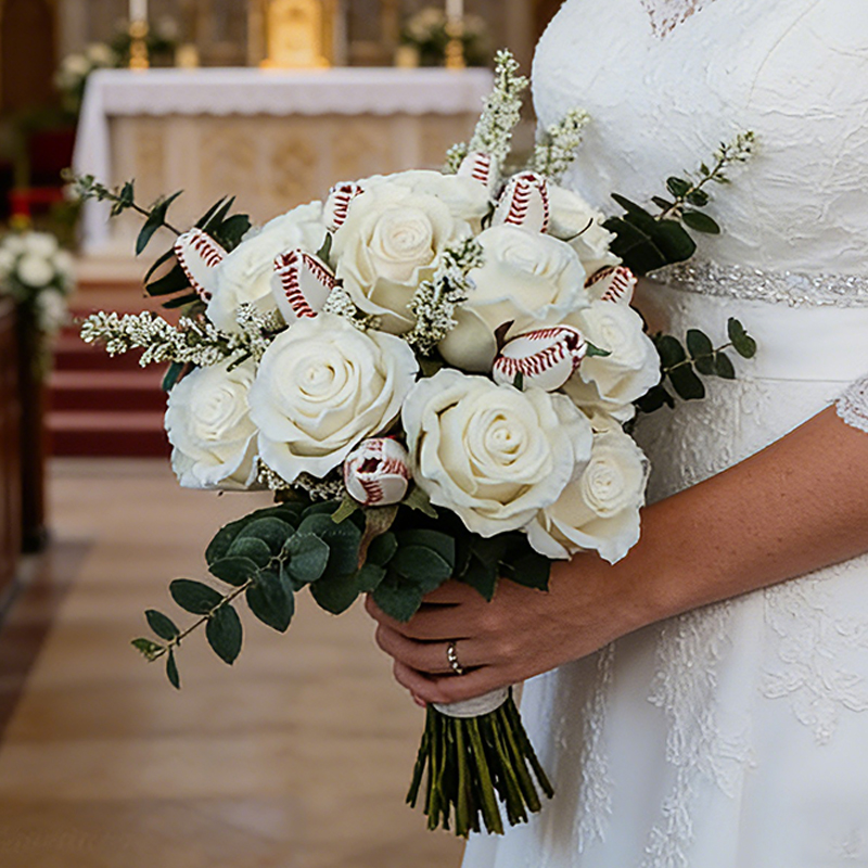 Personalized Baseball Rose Bouquet with Custom Text for Team Members and Fans, Gift for Weddings, Graduations, and Coaches