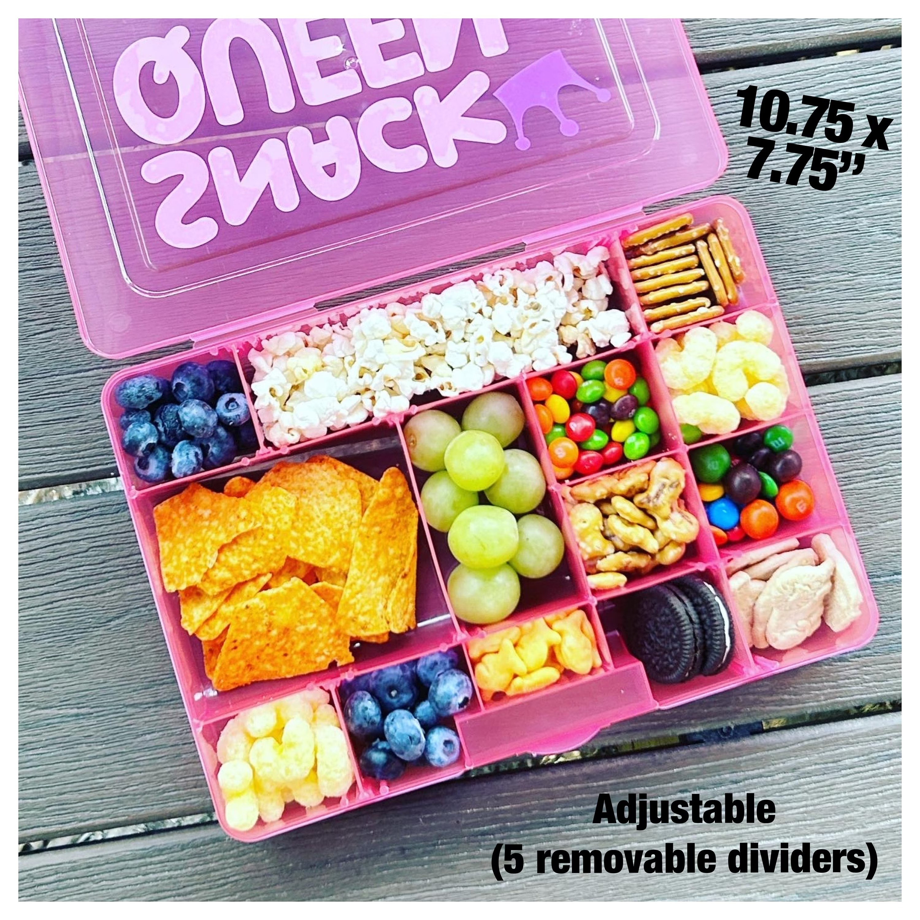 Personalized Dance Gymnastics Cheer Snack Box 3 Sizes Custom Plastic Divided Treat Case Kids Recital Competition Fuel Organizer