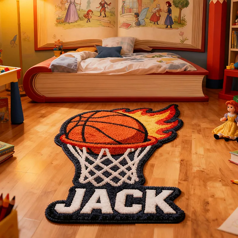 Personalized Slam Dunk Basketball Rug with Custom Name for Fans for Sports Lovers