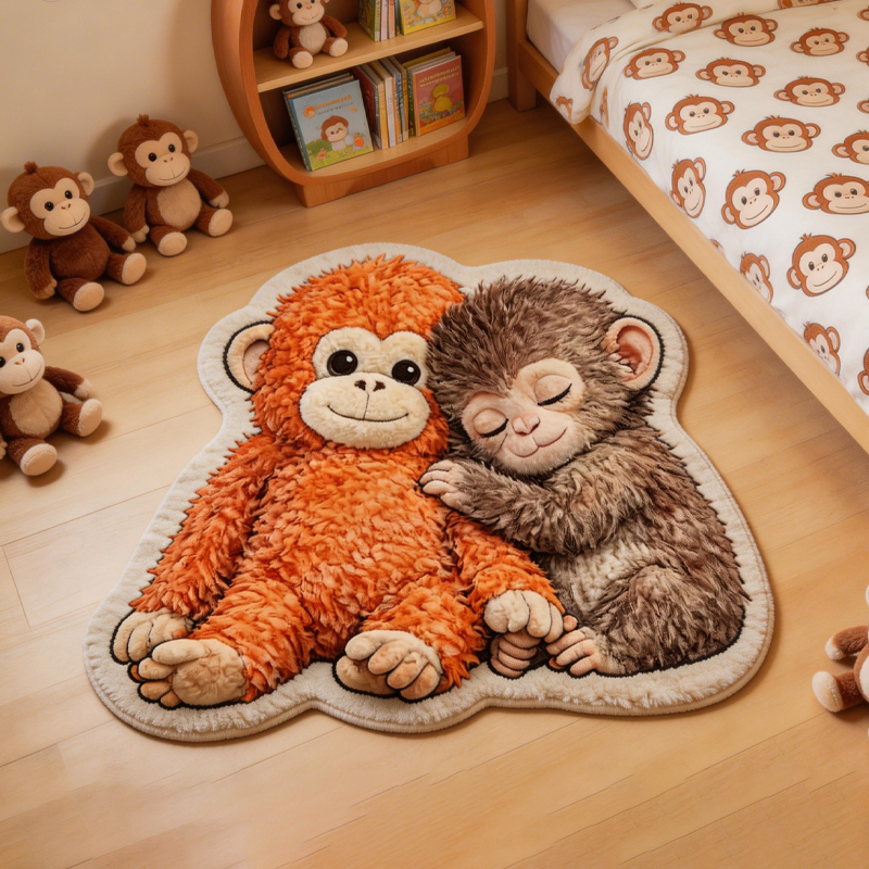 Punch Monkey Rug Viral Baby Monkey with Orange Rug Emotional Support Gifts