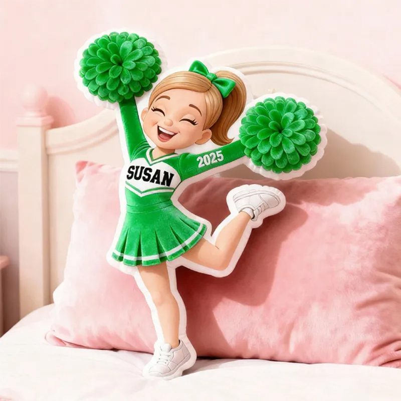 Personalized Graphic3DPrint Cheerleading Spirit Pillow with Custom Name and Year for Cheer Fans and Athletes