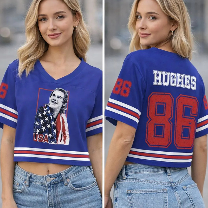 USA Hockey Crop Top Jersey, Personalized Patriotic Fan Shirt, Gameday Outfit
