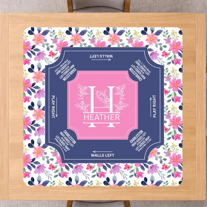 Personalized Monogram Mahjong Mat Custom Name Waterproof Non Slip Elegant Table Protector Gift Mahjong Mat