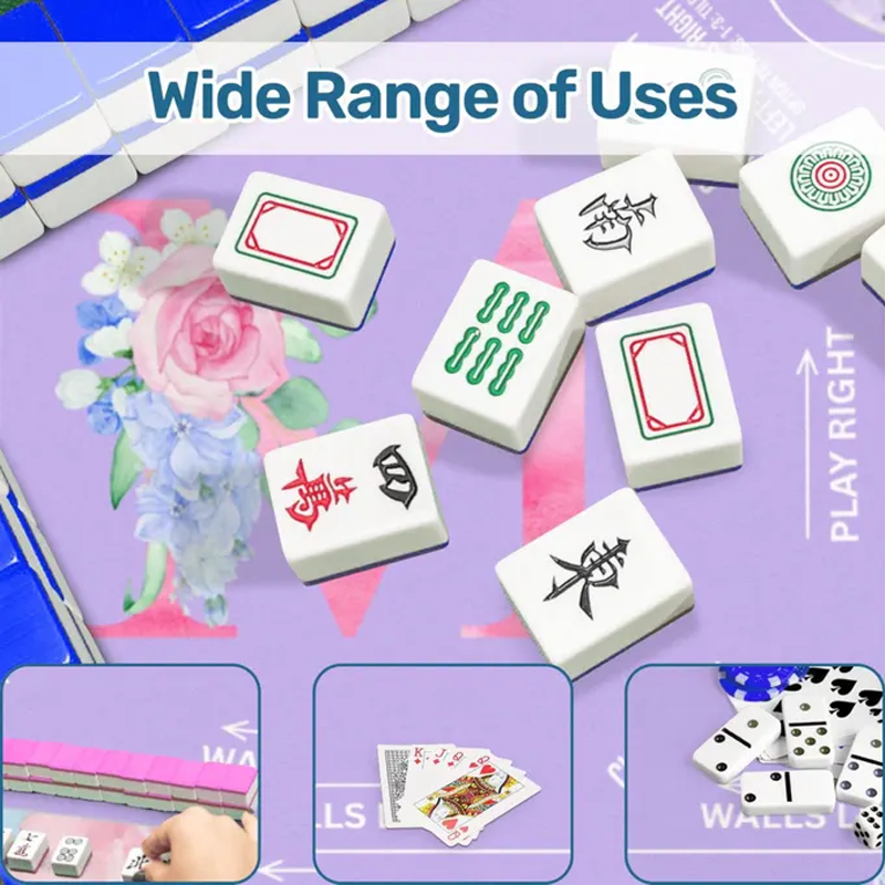 Personalized Monogram Flower Letter Mahjong Mat Custom Name Waterproof Non Slip Elegant Table Protector Gift Mahjong Mat