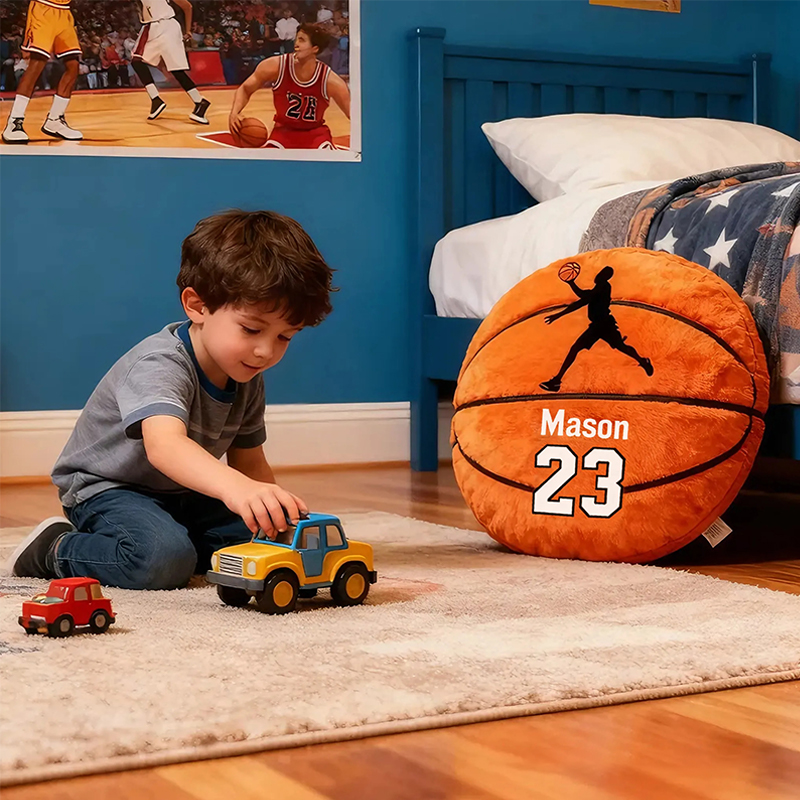 Personalized Basketball Pillow with Custom Name and Jersey Number for Kids and Sports Fans