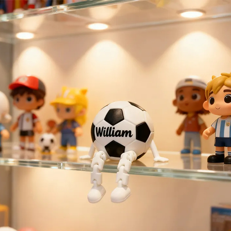 Personalized Soccer Ball Decor with Dangling Legs and Custom Name
