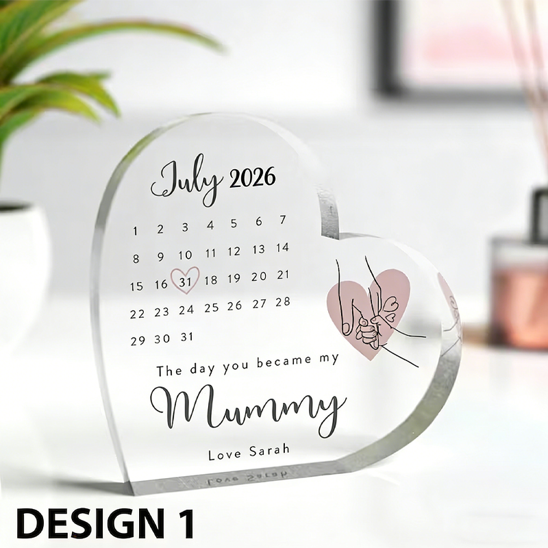 Personalised Day You Became My Mummy Date Heart from Daughter Son Mother's Day Birthday New Mummy Gift First Mother's Day 