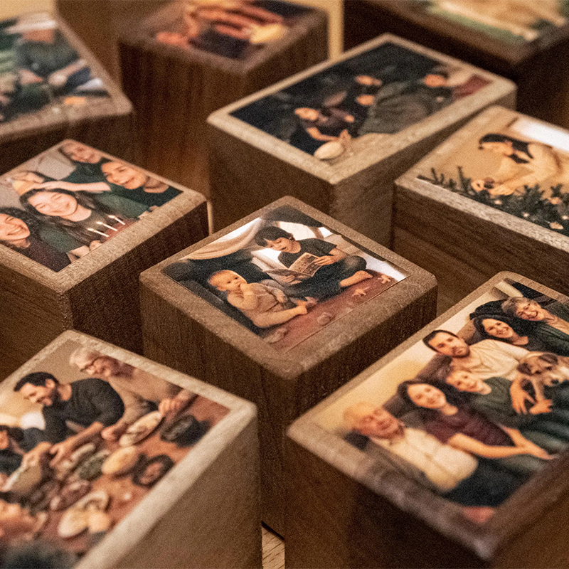 Personalized Family Wooden Photo Blocks Collage Stackable Wood Photo Block Set Create Your Family Memory Pyramid