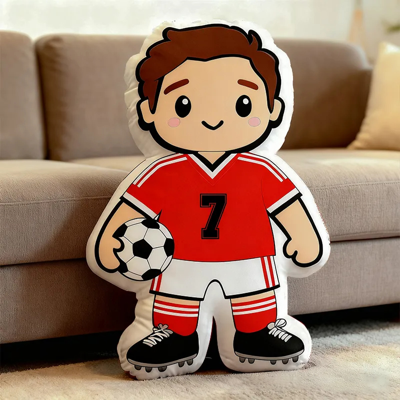 Personalized Soccer Player Pillow with Custom Jersey Number