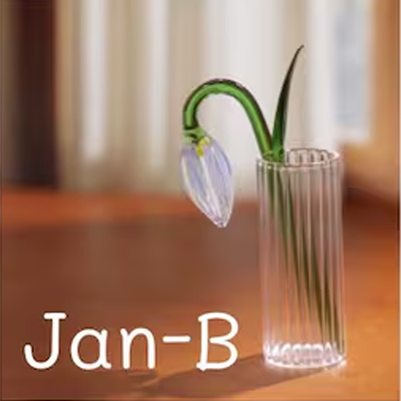 Handmade Pretty Glass Birth Month Flower Snowdrop Rose Larkspur Gift For Mom Family Birth flower Bouquet