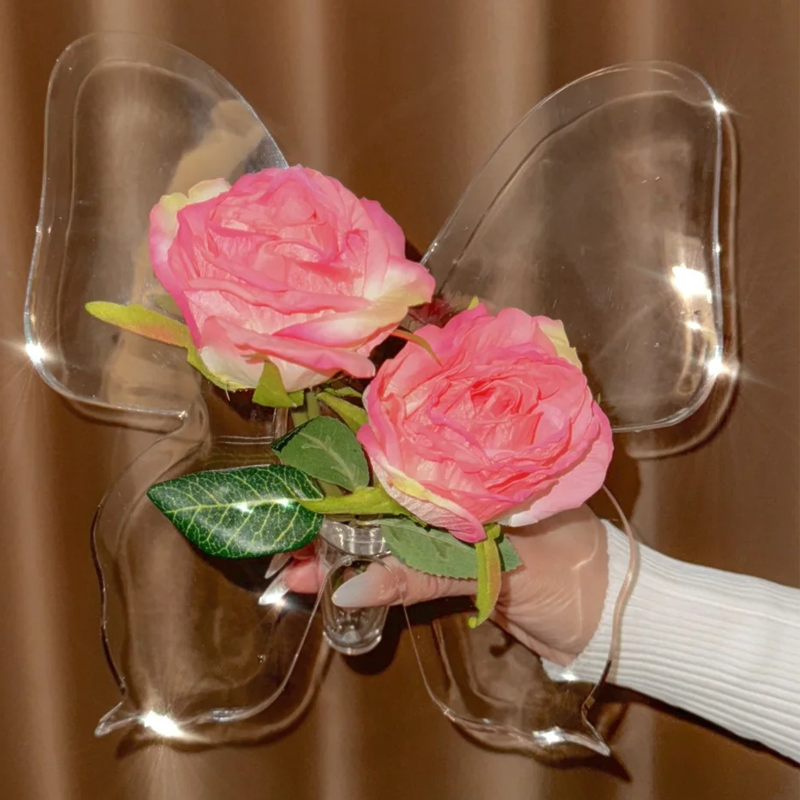 Butterfly Acrylic Vase Glass Clear Vase Spring Decor for Home Birthday Gift Housewarming Gift Mother's Day Gifts