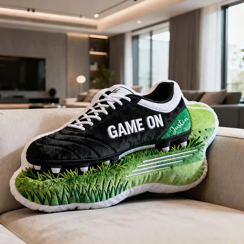 Personalized Graphic3DPrint Game On Soccer Shoe Pillow with Custom Name for Sports Enthusiasts