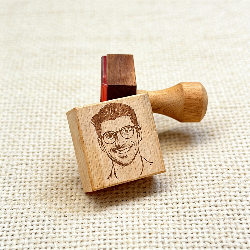 Personalized Wooden Photo Rubber Stamp Custom Couple Family and Pet Portrait Stamp Perfect Gift for Weddings Anniversaries