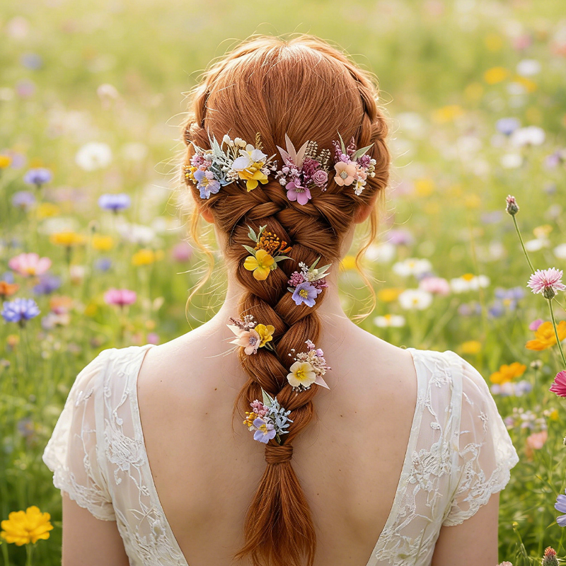 Personalized Boho Floral Wedding Hair Pins Custom Dried Flower Hair Accessories for Brides and Bridesmaids