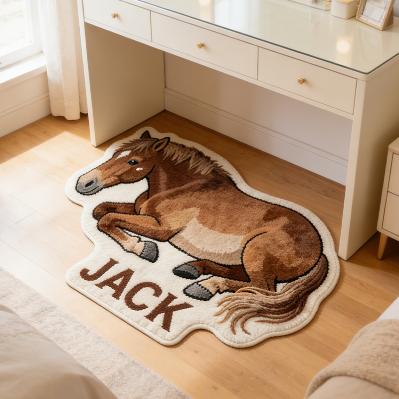 Personalized Equestrian Style Rug Horse Lover Gift for Bedroom or Playroom