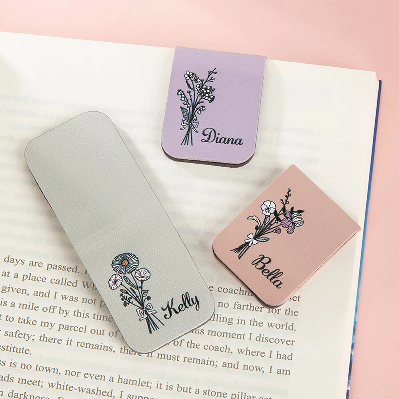Personalized Birth Flower Magnetic Bookmark Custom Name Page Marker for Book Lovers