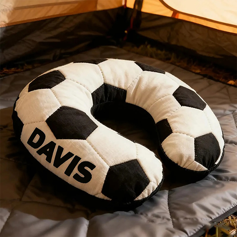 Personalized Soccer U-Shaped Pillow with Custom Name for Soccer Fans