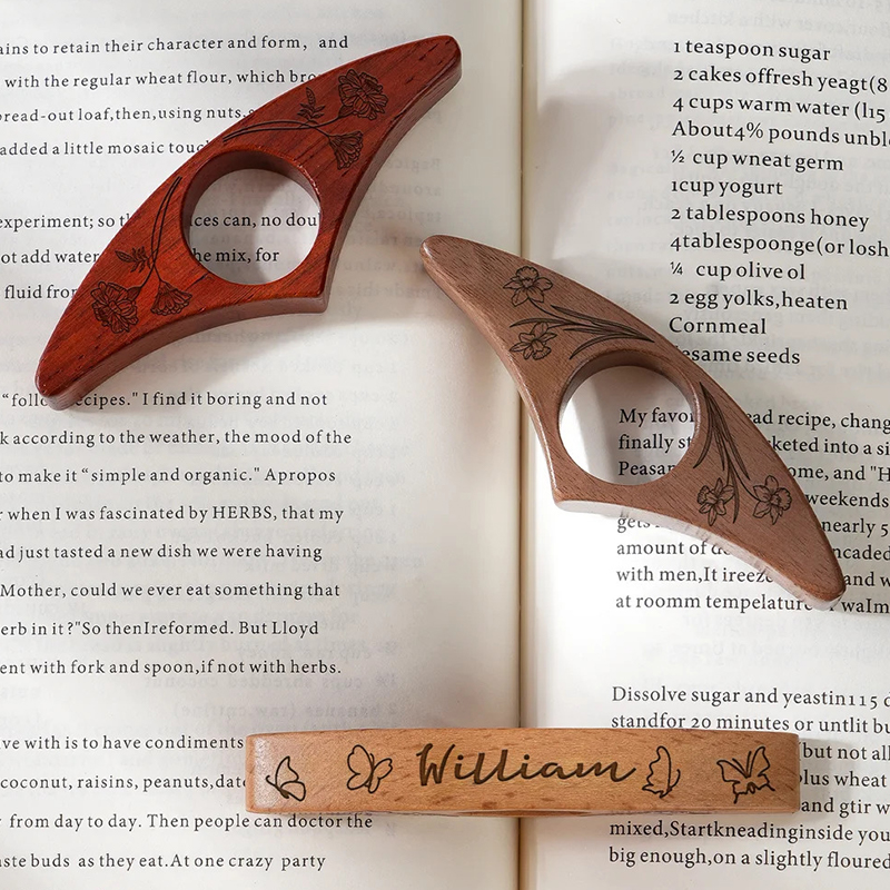 Personalized Birth Flower Wooden Thumb Book Page Holder with Engraved Name Book Accessories Birthday Gift for Book Lovers Bookworms
