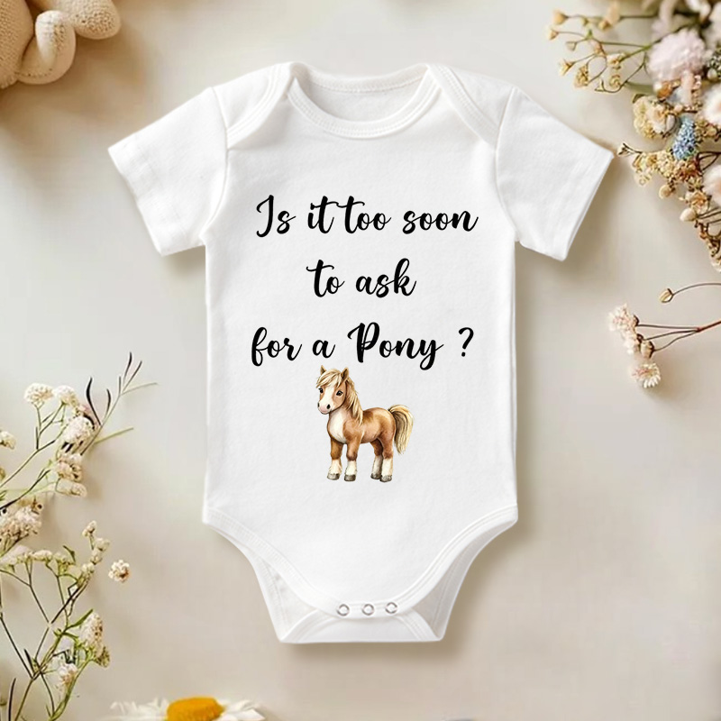 Too Soon to Ask For a Pony Onesie Brand Western Onesie Bodysuit Cowboy Baby Bodysuit Cowgirl Baby Onesie Cute Newborn Outfit