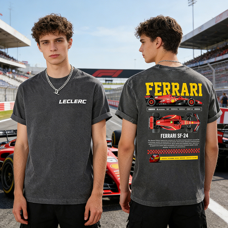 Personalized Leclerc Ferrari SF-24 F1 Racing T-Shirt Formula 1 Fan Gift for Boyfriend and Racing Fans