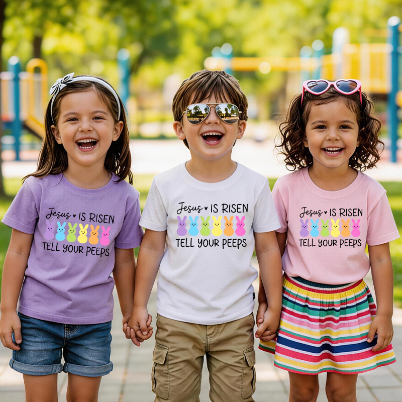 Jesus Is Risen Tell Your Peeps Shirt Funny Easter Kids Shirt Easter Tee Religious Kids Shirt Cute Baseball Shirt