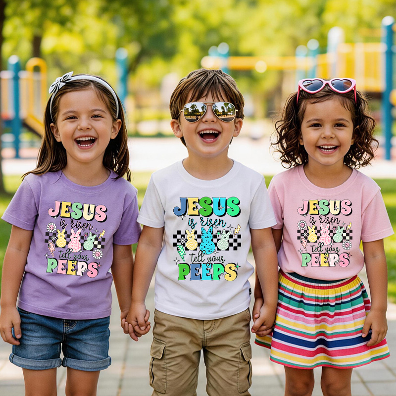 Jesus Is Risen Tell Your Peeps Easter Jesus Kid Cute Bunny Peep Easter Toddler Christian Kids Gift He Is Risen Easter Day Gift 