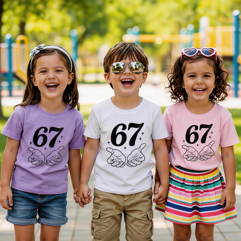 67 Shirt with Name Funny 7th Turning Seven Meme Birthday Gift for Kids Teen Girl Gift