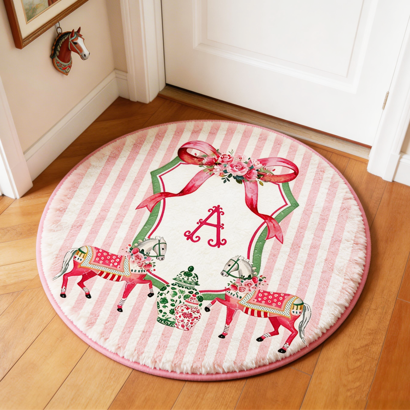 Personalized Monogram Mockingbird Florals Design Doormat Gift for Equestrian Riding Lovers Hourse Lover Gifts