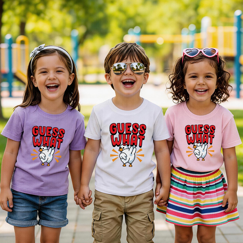 Guess What Chicken Butt Toddler Kids Youth T-Shirt Funny Girls and Boys Shirt Silly Joke Shirt Humorous Children Graphic Tee