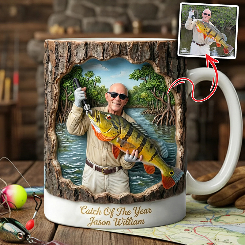 Personalized Fishing Mug Custom Photo and Name Gift for Fishing Lovers