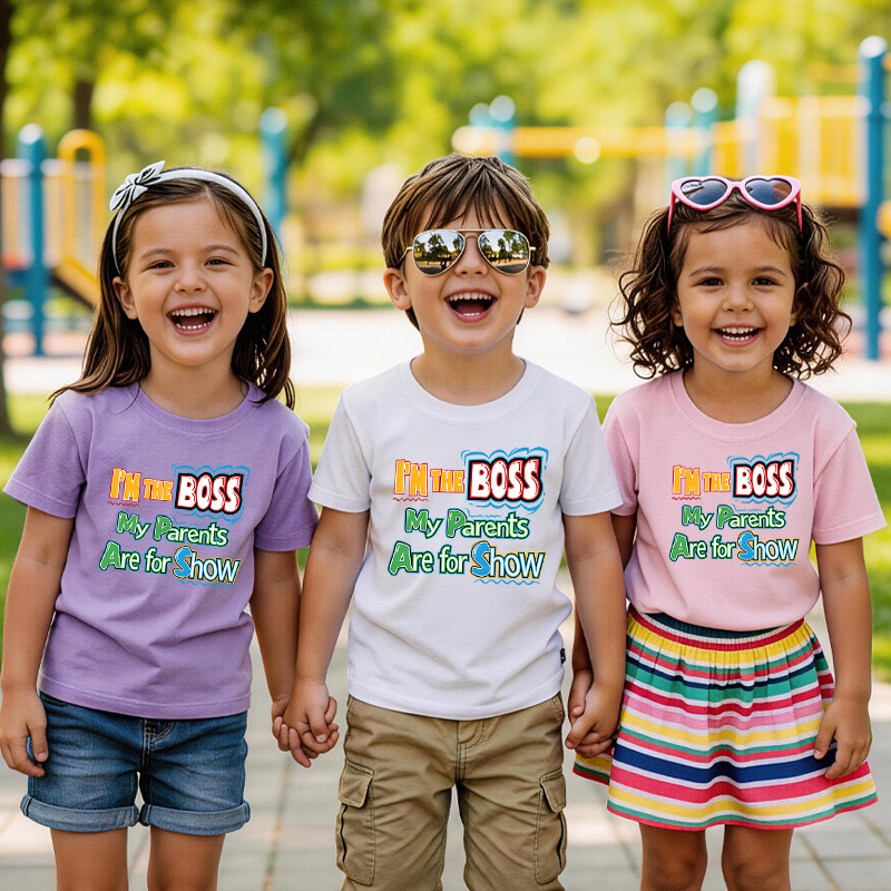 Funny Boss Quote Gift For Kids Cute Confident Saying Colorful Letters Family Humor Outfit Kid's T-Shirt