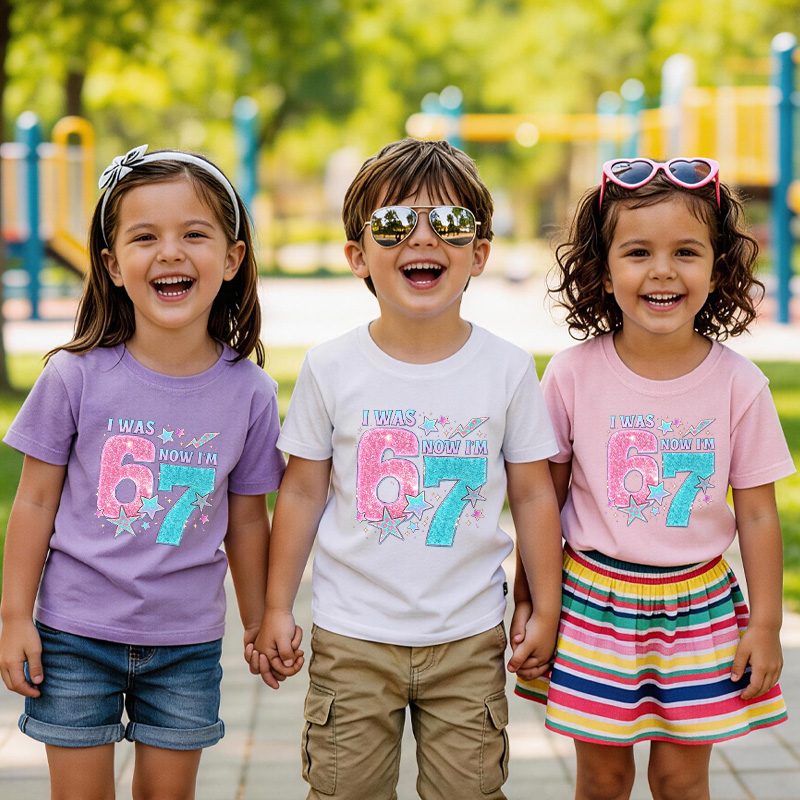 Cute 67 Gift For Kids Colorful Unicorn Rainbow Party Outfit Summer Kid's T-Shirt